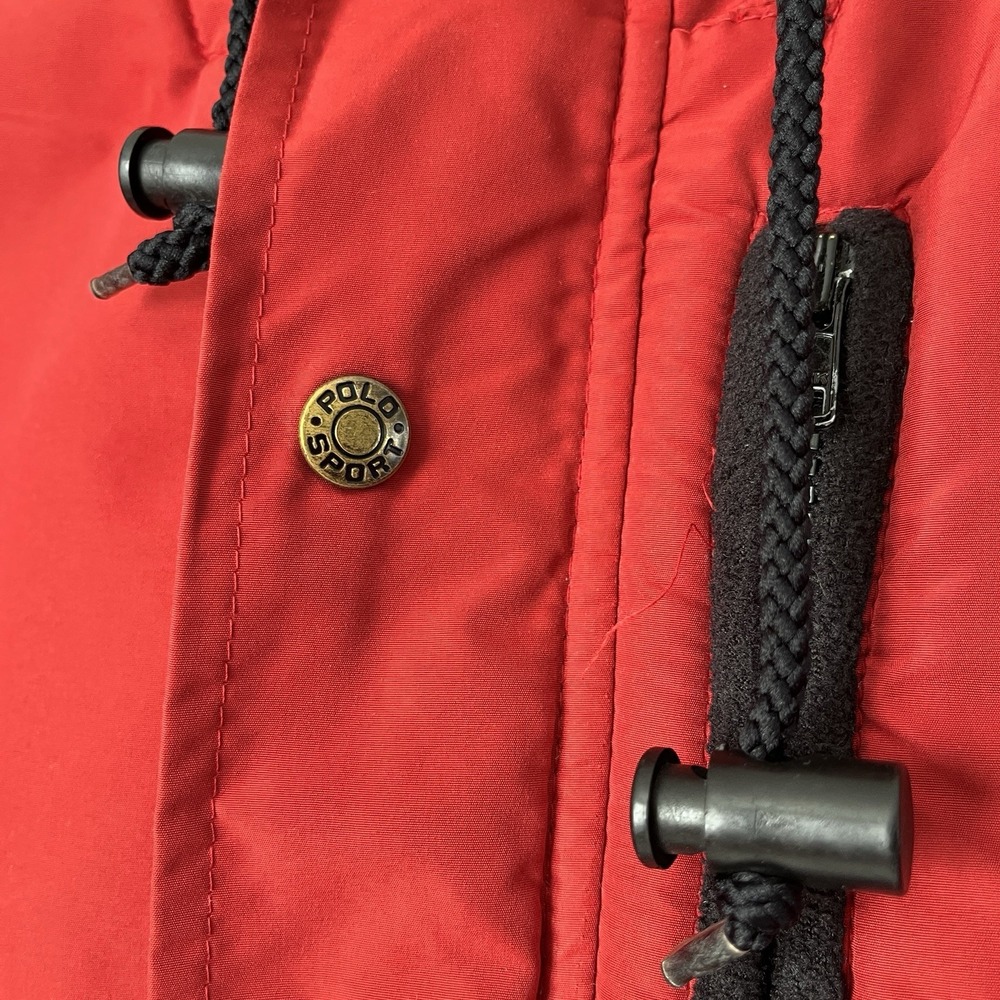 Polo Sport Ralph Lauren Jacket Men L Red Black Fleece Nylon Hooded Vintage 90s - Picture 11 of 16